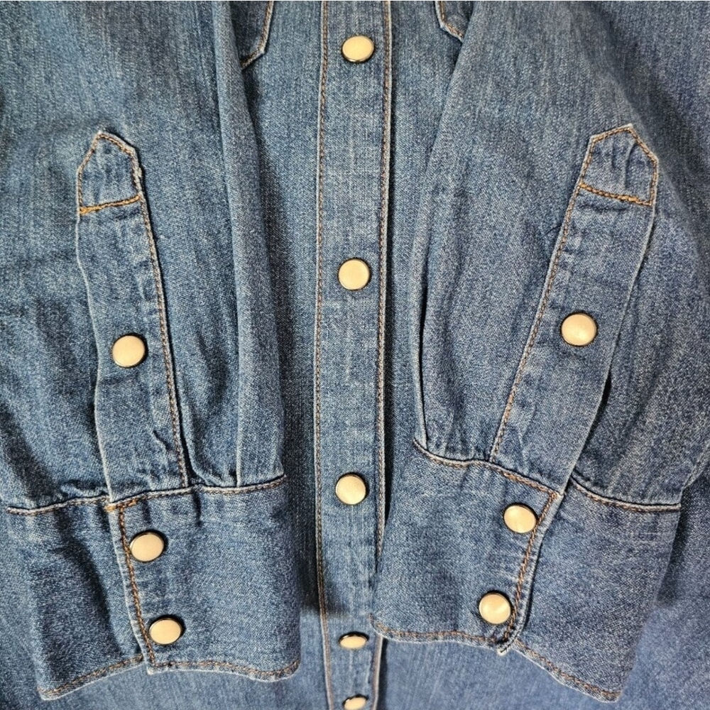 GAP 1969 Long Sleeve Medium Blue Denim Western Button Shirt Dress - Picture 14 of 16